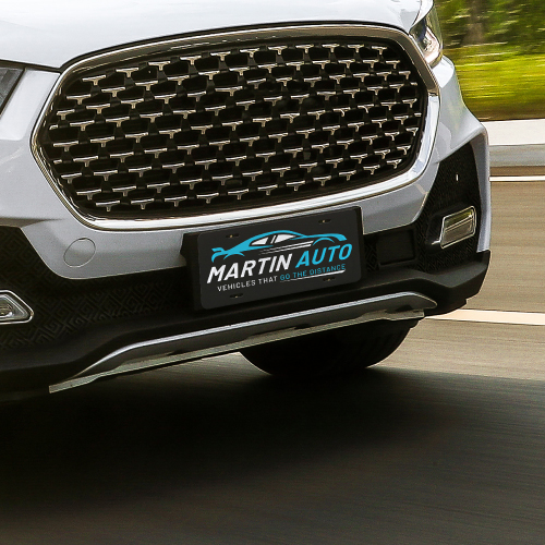 Design tip example illustrating black plastic license plates.