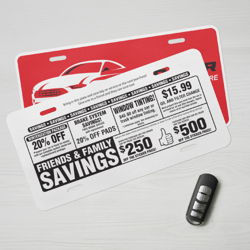 Sales idea for backside of license plates.